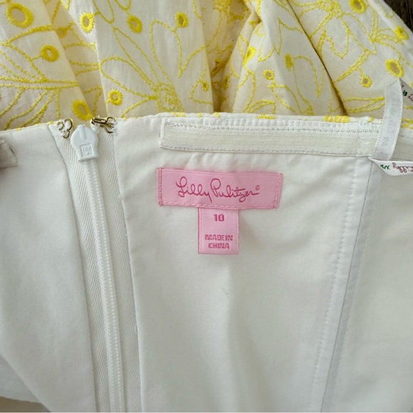 NWT Lilly Pulitzer Dandelion Yellow Daisy For Your Eyelet Strapless Dress 10 - Picture 9 of 12
